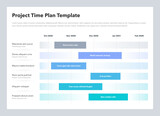 Project time plan business template with six project tasks in time intervals. Easy to use for your website or presentation.