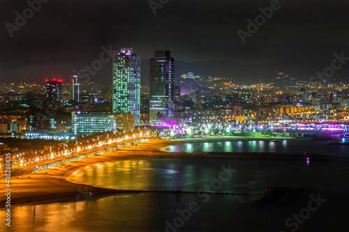 Wallpaper Mural Picture of Barcelona from a high angle view taked at night. Torontodigital.ca