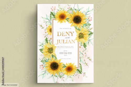 watercolor sunflower invitation card set