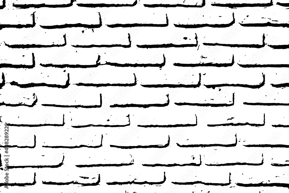 Grunge black texture as brick wall shape on white background (Vector). Use for decoration, aging or old layer