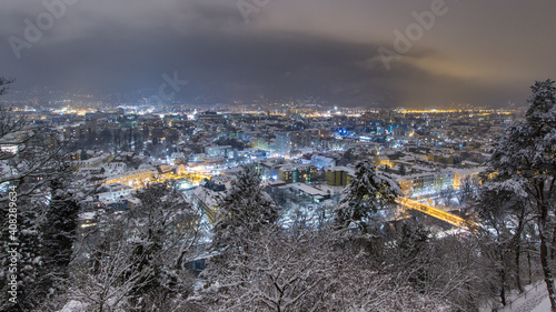 Fotografering Panoramic view from the landmark hill Schlossberg in Graz