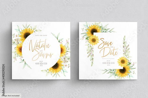 watercolor sunflower invitation card set