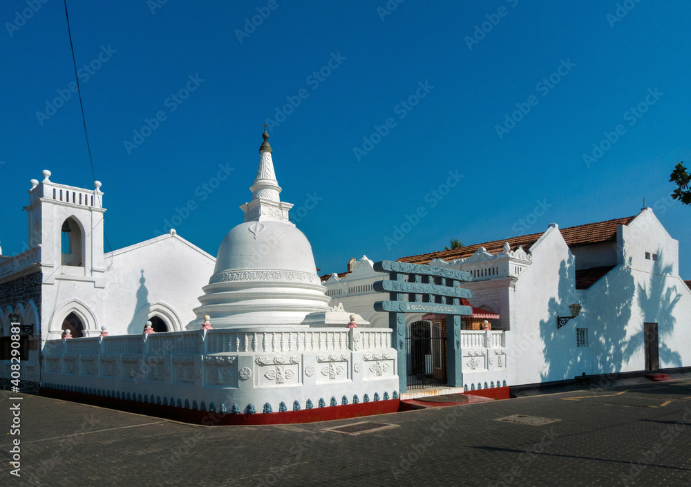 Galle, Sri lanka, Asia, 02.04.2014: Buddhist temple of Sudharmalaya Vihara
