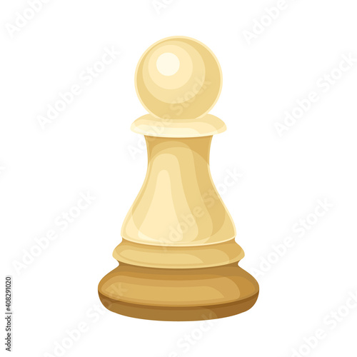 White Pawn as Chess Piece or Chessman Vector Illustration