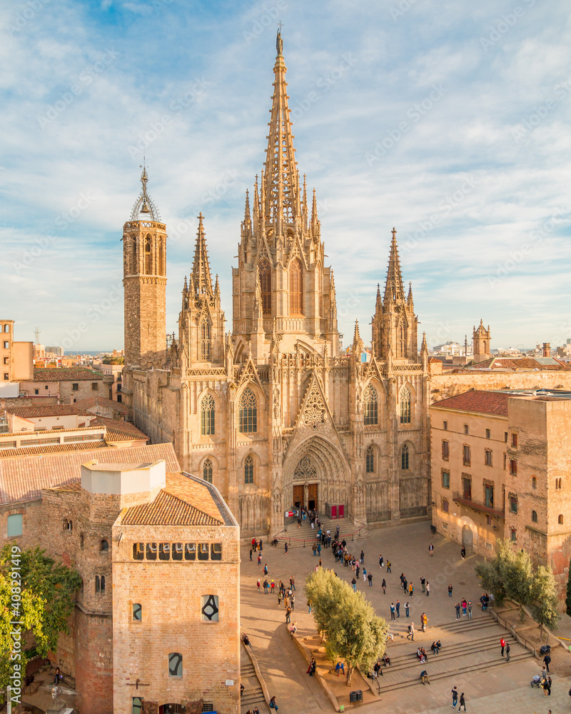 Picture of the famous Barcelona Cathedral situed in gothic quarter of Barcelona, Spain.