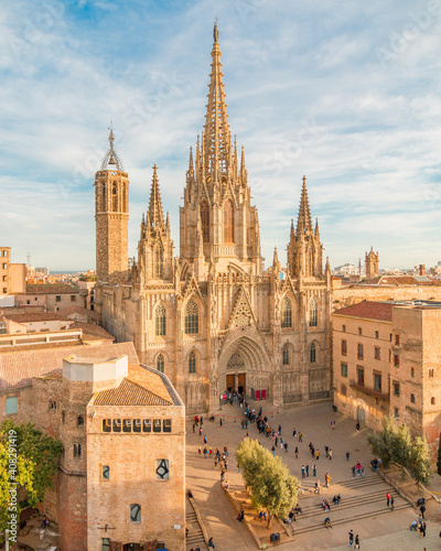 Picture of the famous Barcelona Cathedral situed in gothic quarter of Barcelona, Spain.