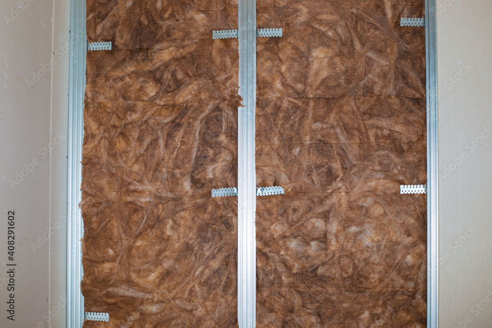 Insulation and sound insulation of walls with mineral wool, before