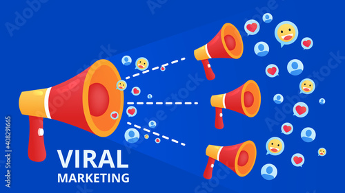 Viral marketing for concept design. Business illustration. Social media vector banner.