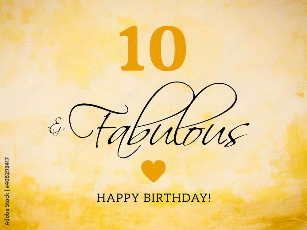 Fototapeta premium 10th birthday card wishes illustration