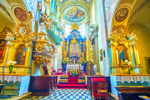 Interior of St Andrew Church in Krakow, Poland photo