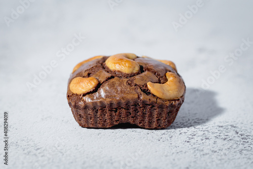 Brownies cake on white back...