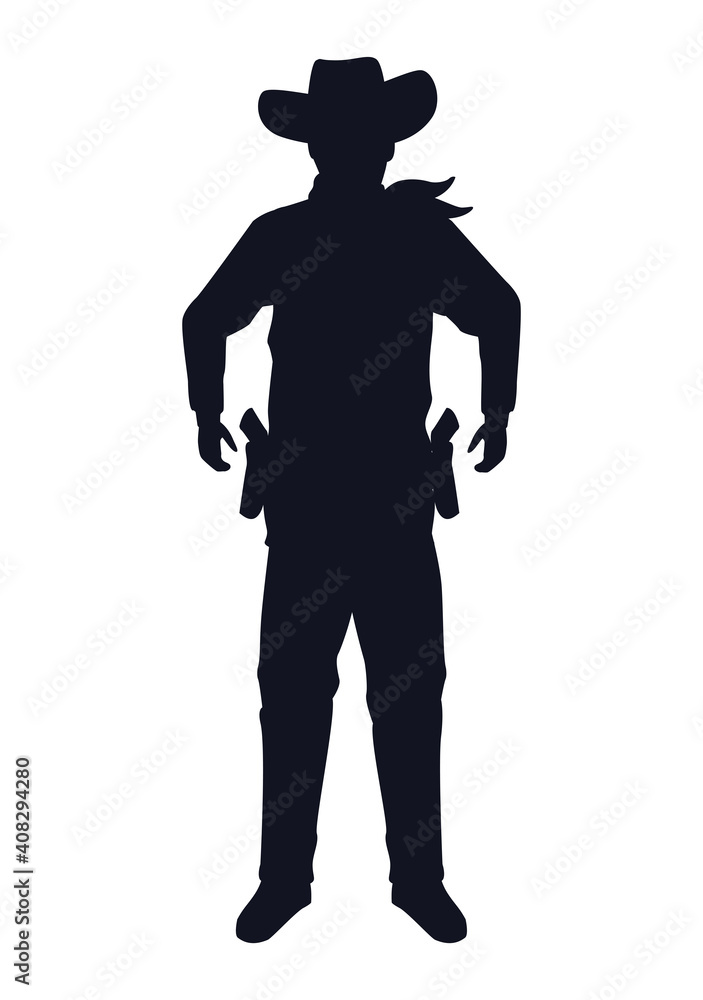 cowboy figure silhouette standing character cowboy figure silhouette standing character