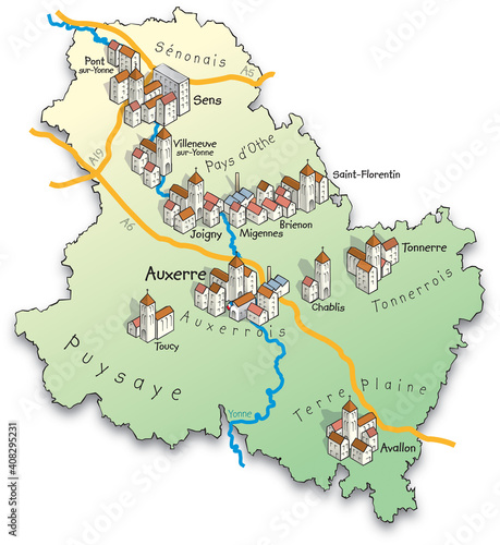 89 Carte du département de l'Yonne
