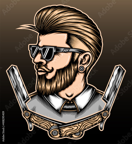 Barber man hairstyle vector