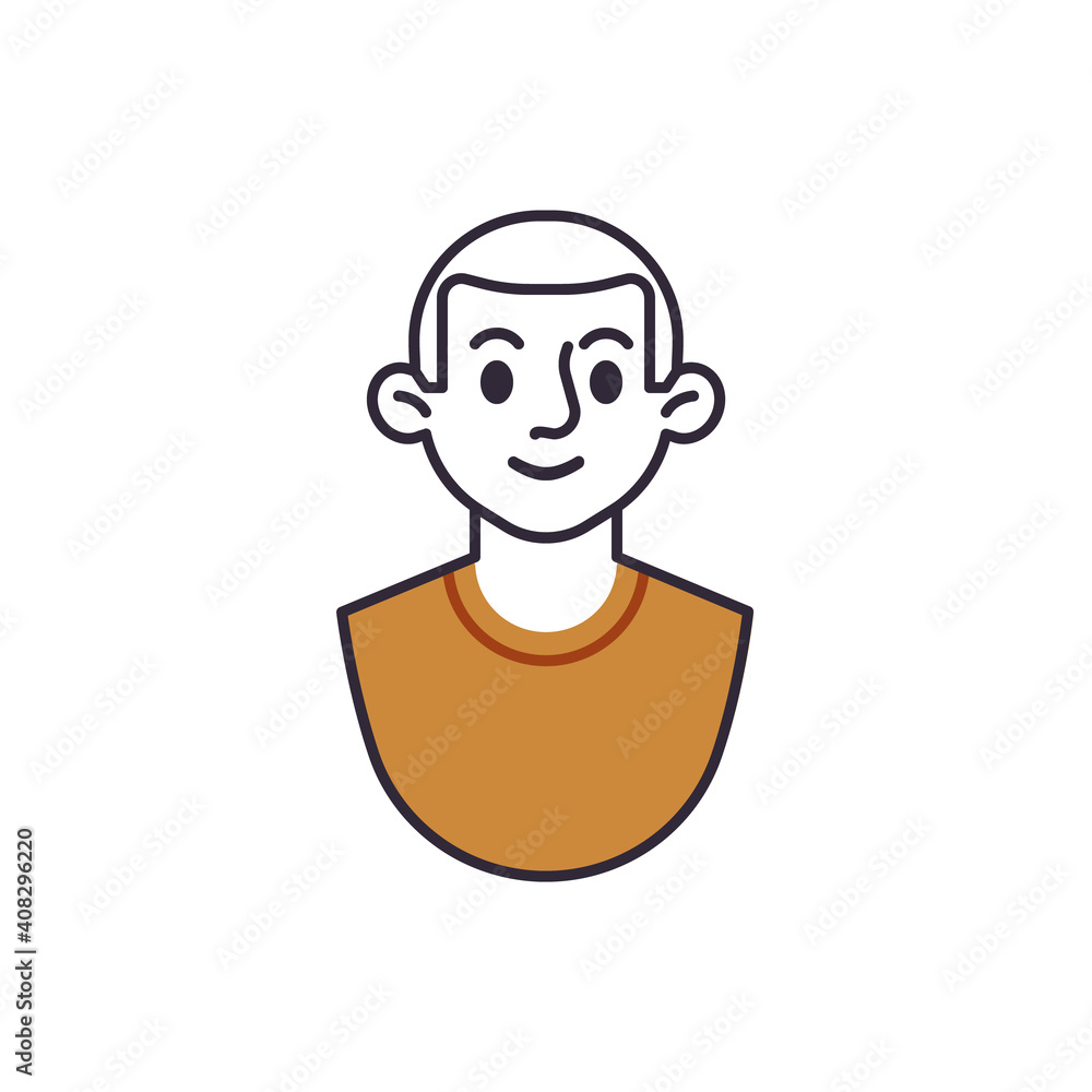 Young man portrait line icon. linear style sign for mobile concept and web design. Smiling man avatar outline vector icon. Symbol, logo illustration. Vector graphics