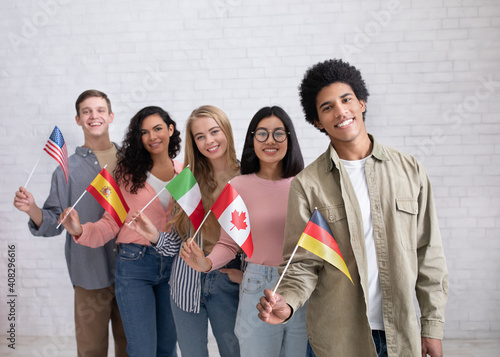 Modern education of international students or immigrants photo