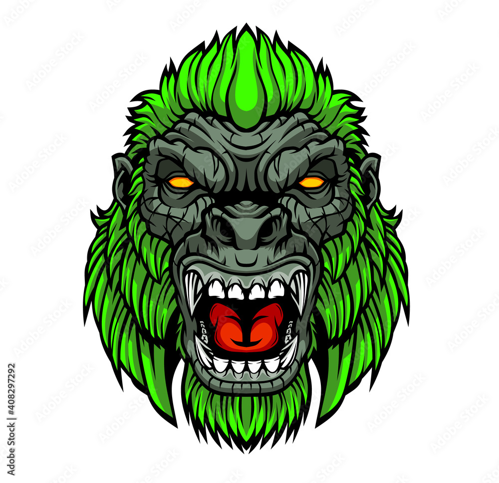Fototapeta premium Angry gorilla head. 