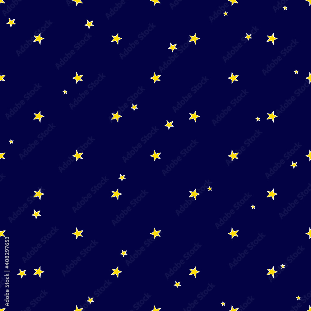 STARS IN NIGHT On Dark Blue Background Galatic Fantasy Sky Of Universe Cartoon Seamless Pattern Vector Illustration For Print STARS IN NIGHT On Dark Blue Background Galatic Fantasy Sky Of Universe Cartoon Seamless Pattern Vector Illustration For Print