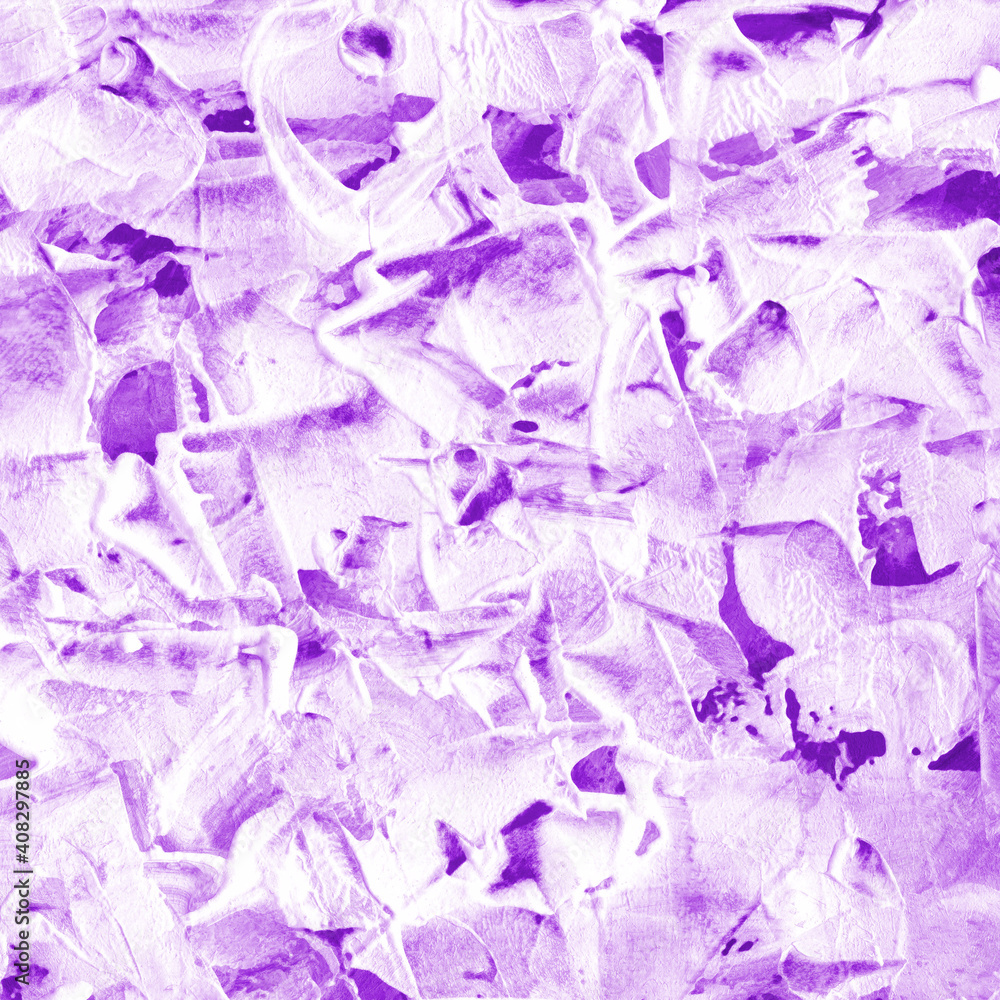 Modern contemporary acrylic background. Violet texture made with a palette knife. Abstract painting on paper. Mess on the canvas.