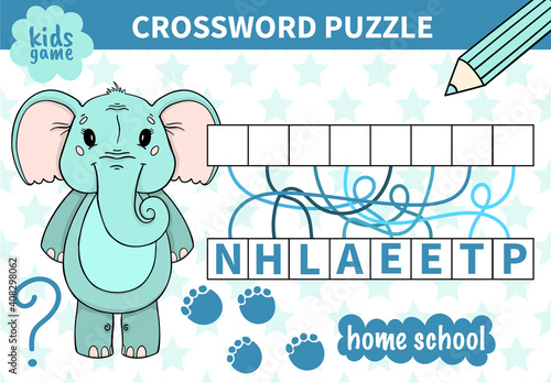 Children board animal game crossword for preschoolers and primary school students worksheets.Page read and match for kids educational book.