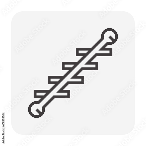 Scaffolding staircase vector icon. Also called ladder or stairway. Item is a construction equipment and component of ringlock and tube clamp scaffolding system. For ingress and egress of the scaffold.