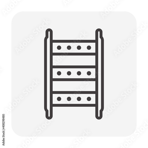 Scaffolding staircase vector icon. Also called ladder or stairway. Item is a construction equipment and component of ringlock and tube clamp scaffolding system. For ingress and egress of the scaffold.