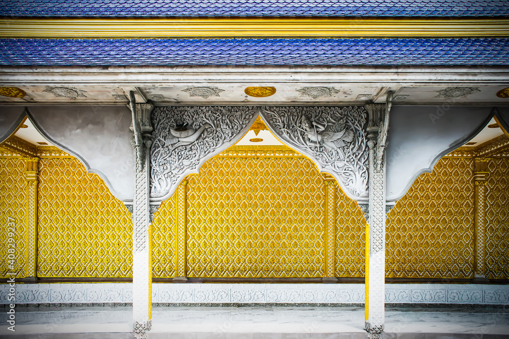 Corridor of the Thai temple in Thailand