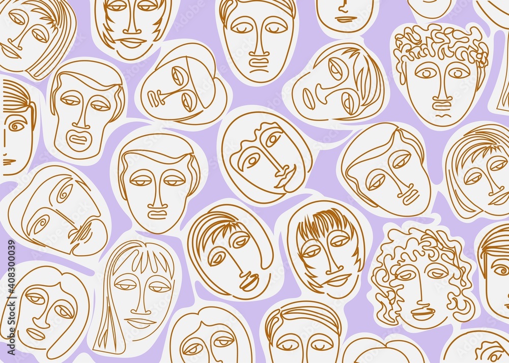 Human faces are drawn in an avant-garde style. Human faces are drawn in an avant-garde style.