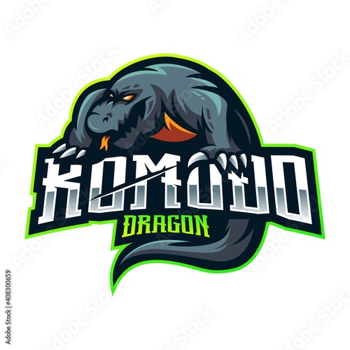 Komodo Dragon esport mascot logo design vector with transparent background