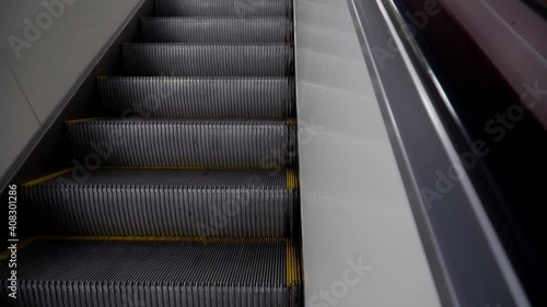 Close-up escalator that goes up.