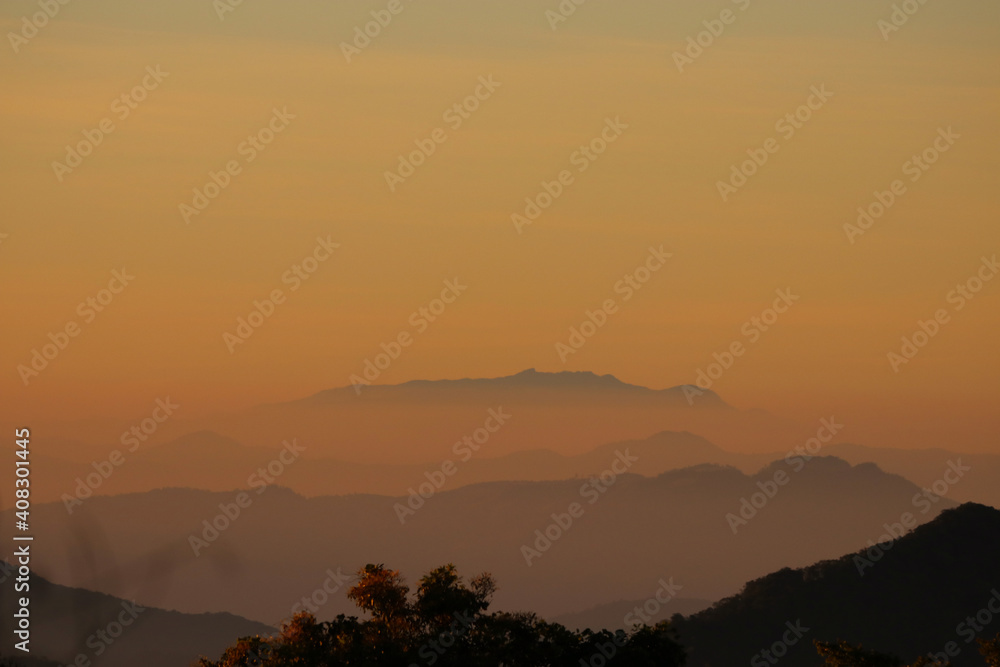 Misty morning sunrise and mountain landscape beautiful place Misty morning sunrise and mountain landscape beautiful place
