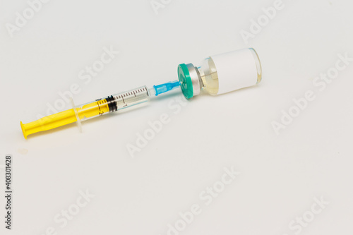 Vaccination: Syringe and Vials with Medicine