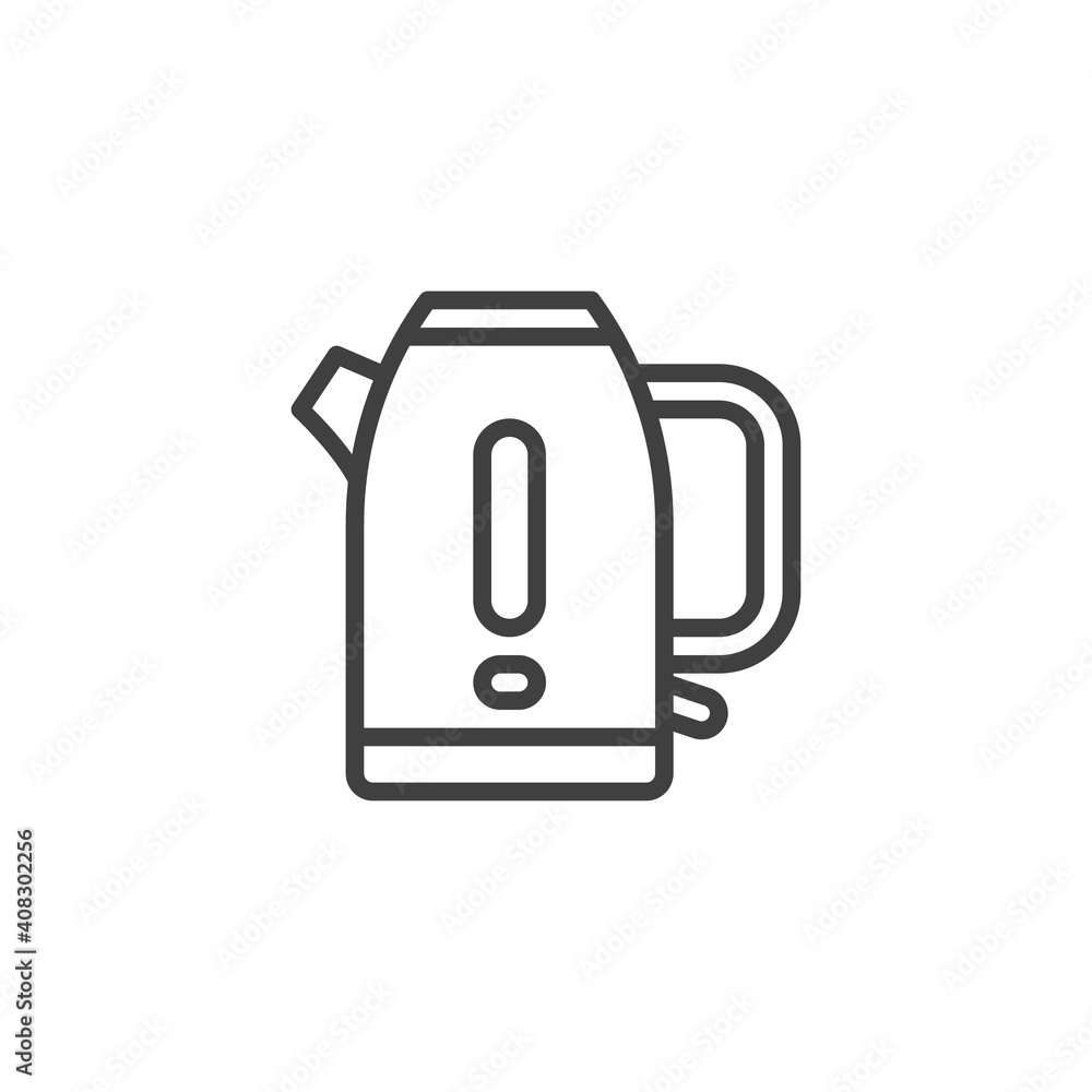 Electric kettle line icon. linear style sign for mobile concept and web design. Electric teapot outline vector icon. Symbol, logo illustration. Vector graphics Electric kettle line icon. linear style sign for mobile concept and web design. Electric teapot outline vector icon. Symbol, logo illustration. Vector graphics