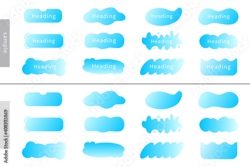 タイトル 見出し ボタン リンク 水 雲 装飾 枠 バナー フレーム AI eps ベクター素材