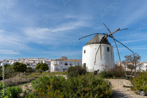 the San Jose windmills in historic Vejer de la Frontera in Andalusia