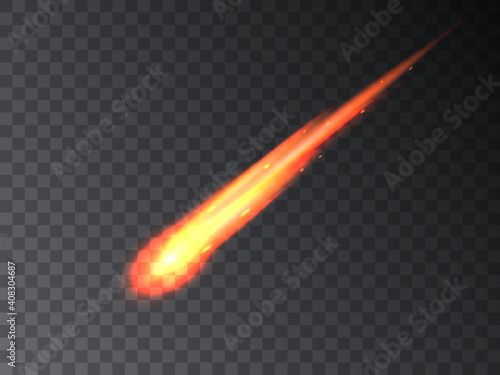 Falling fireball meteorite