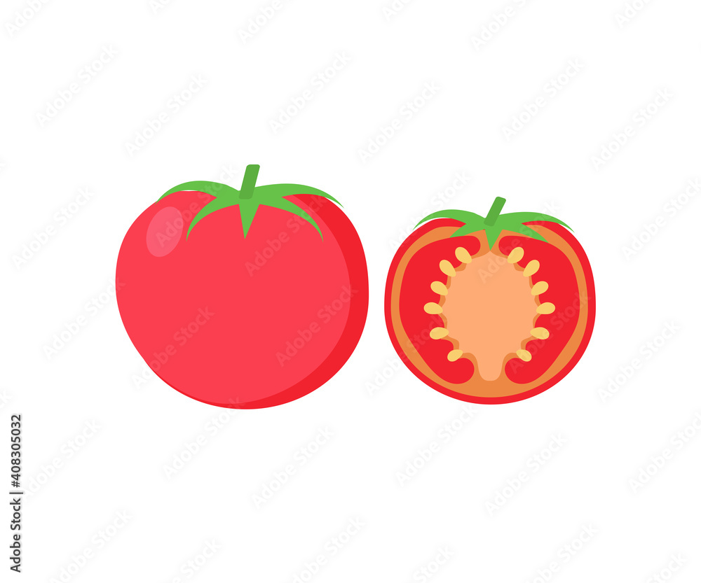 Tomato icon. Food, vegetable. Vector isolated on a white background. Tomato icon. Food, vegetable. Vector isolated on a white background.