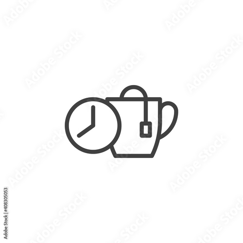 Tea brewing time line icon. linear style sign for mobile concept and web design. Tea brew instruction outline vector icon. Symbol, logo illustration. Vector graphics