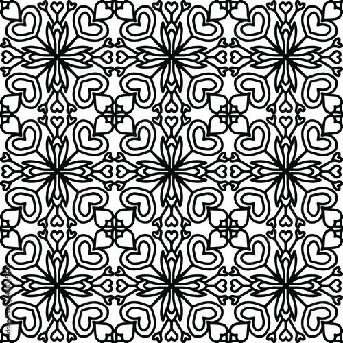 Seamless tiles with hearts drawn floral ornaments on a white background for coloring  vector  hearts