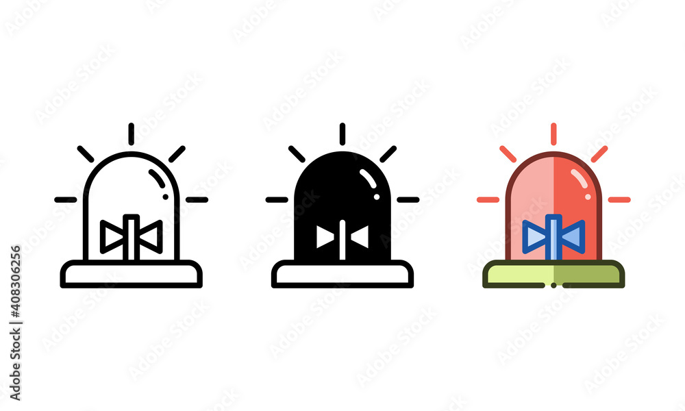Security alarm icon. With outline, glyph, and filled outline styles Security alarm icon. With outline, glyph, and filled outline styles