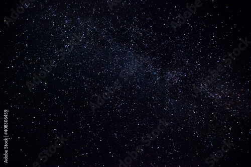 Dark night sky Milky Way and stars on a dark background. Starry sky over Chelyabinsk region, Russia