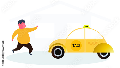 Vector image, taxi driver and man