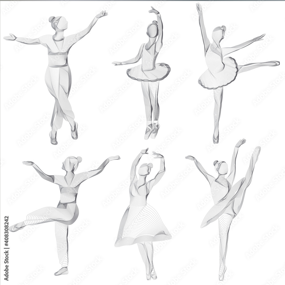 vector silhouette of dancing girl thin lines vector silhouette of dancing girl thin lines