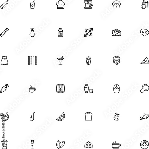 icon vector icon set such as: calcium, bag, eastern, flavor, whiskey, spaghetti, clothing, clam, shake, squash, catch, tank, uniform, grill, life, watermelon, vintage, doughnut, ladle, herb, plate