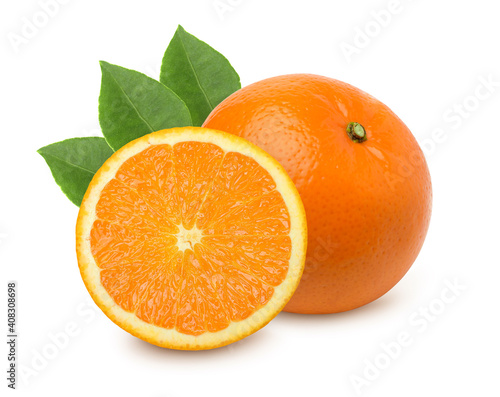 Fresh orange isolated on white background,sliced.