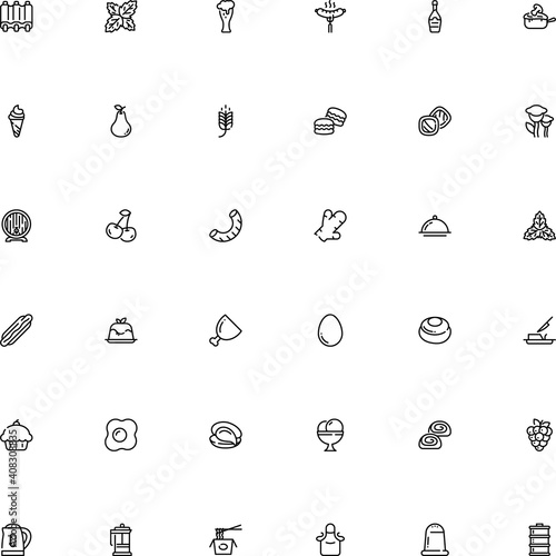 icon vector icon set such as: edible, wooden, aromatic, decorative, cow, suillus grevillei, agriculture, ham, salted, flour, frankfurter, sedative, cranberry, salt, lamb, russula, bird, champaign