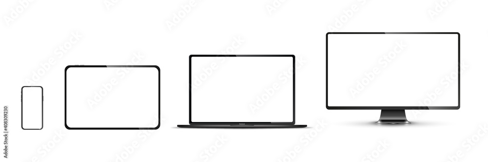Realistic set of monitor, laptop, tablet, smartphone - PNG. Vector illustration Realistic set of monitor, laptop, tablet, smartphone - PNG. Vector illustration