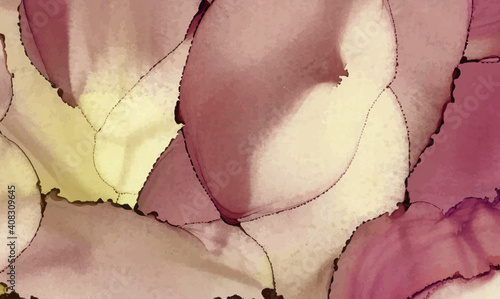 Alcohol ink vector texture banner. Fluid ink abstract background.