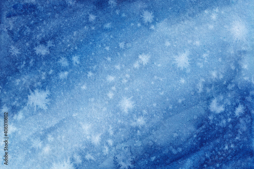 Blue watercolor winter background