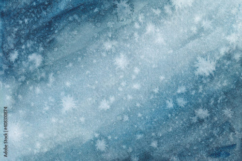 Blue watercolor winter background